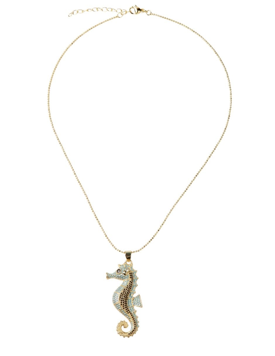 Collar con dije de Caballito Mar Mareá de baño de oro 18 K 6