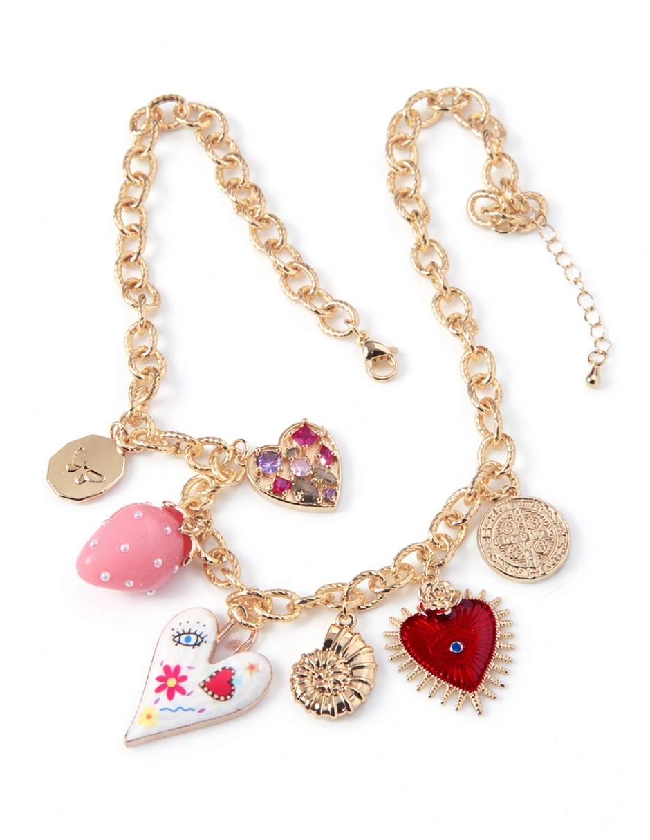 Collar con dije de corazón San con baño de oro 18 K 5