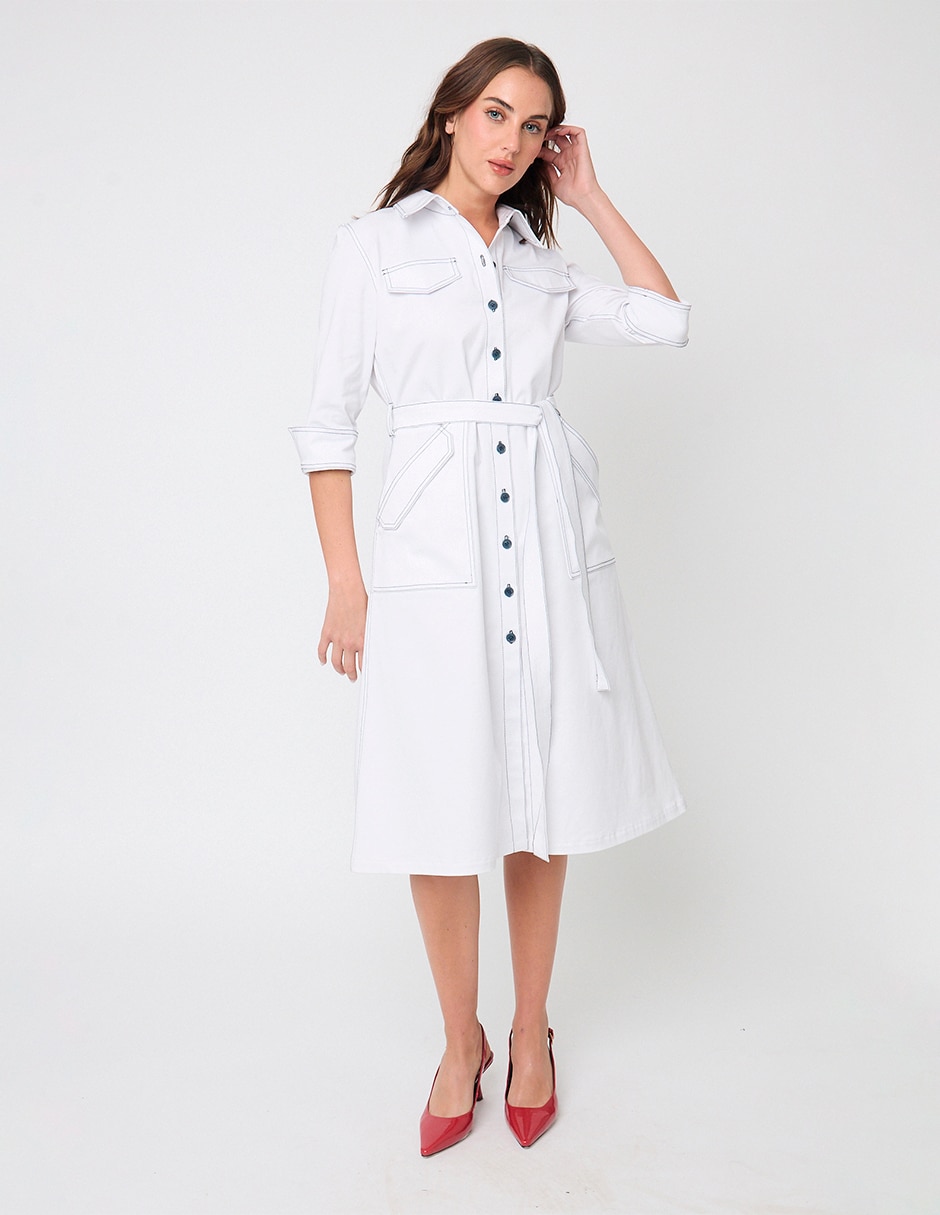 Vestido midi casual Linea Pura Niza para mujer