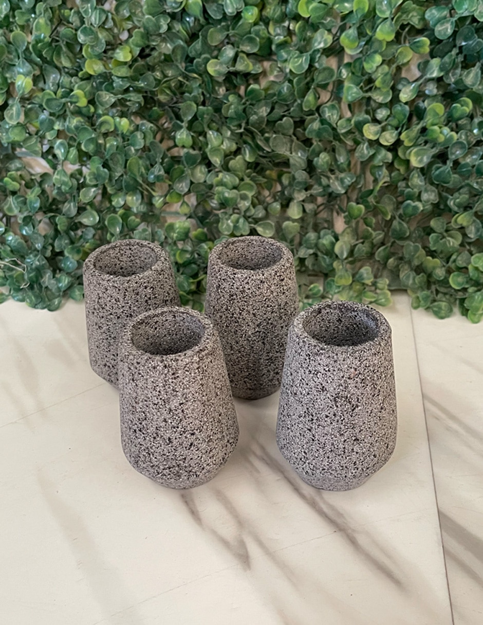Set de vasos tequilero Wood Planks Mx de stoneware con 4 piezas