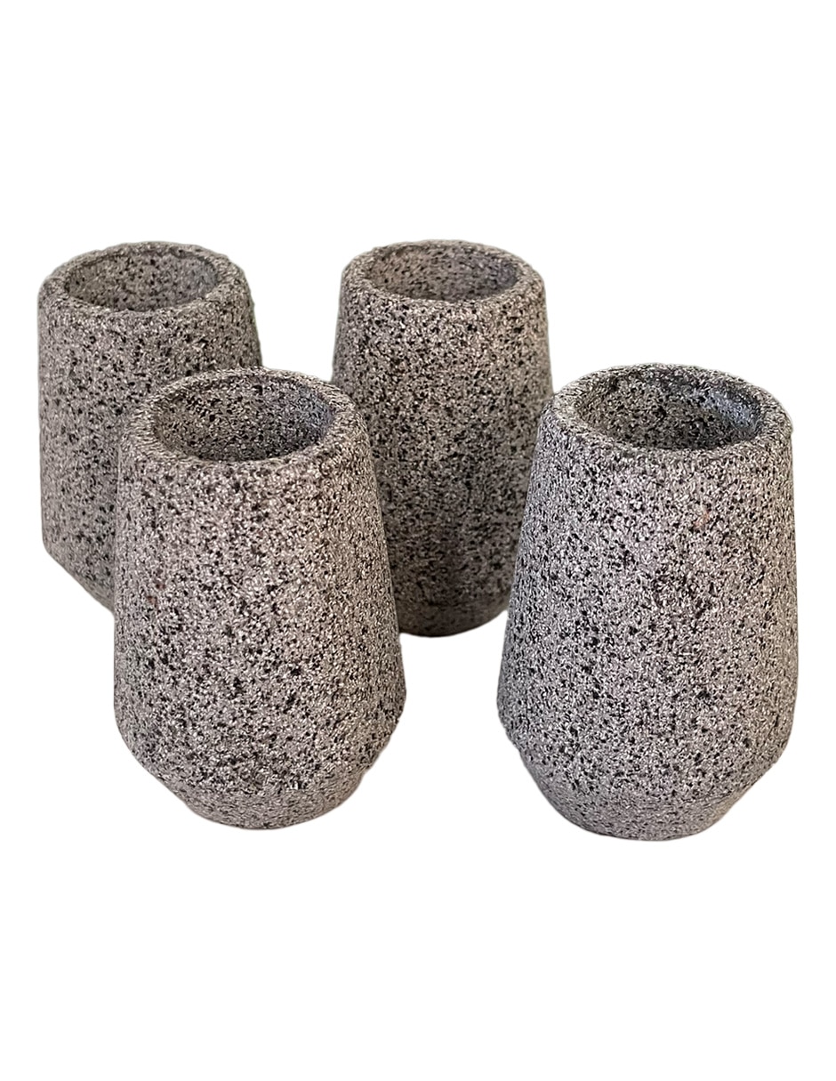 Set de vasos tequileros de stoneware con 4 piezas