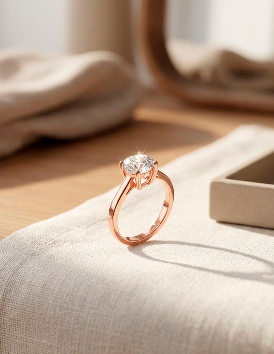 Anillo de compromiso de Oro 14 k ! Diamante de laboratorio 7