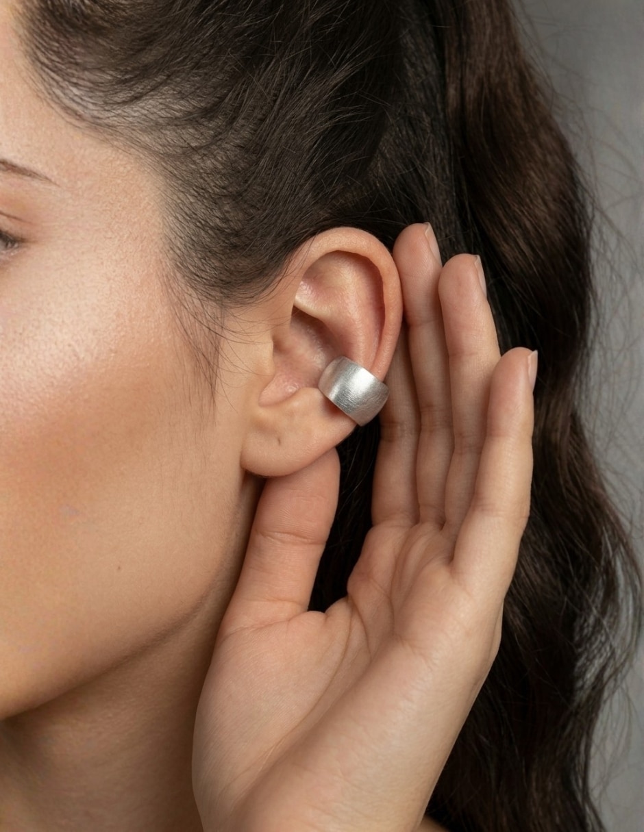 Aretes ear cuff de plata P 925 con acabado brillante 5