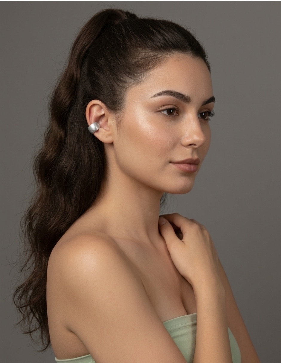 Aretes ear cuff de plata P 925 con acabado brillante 6