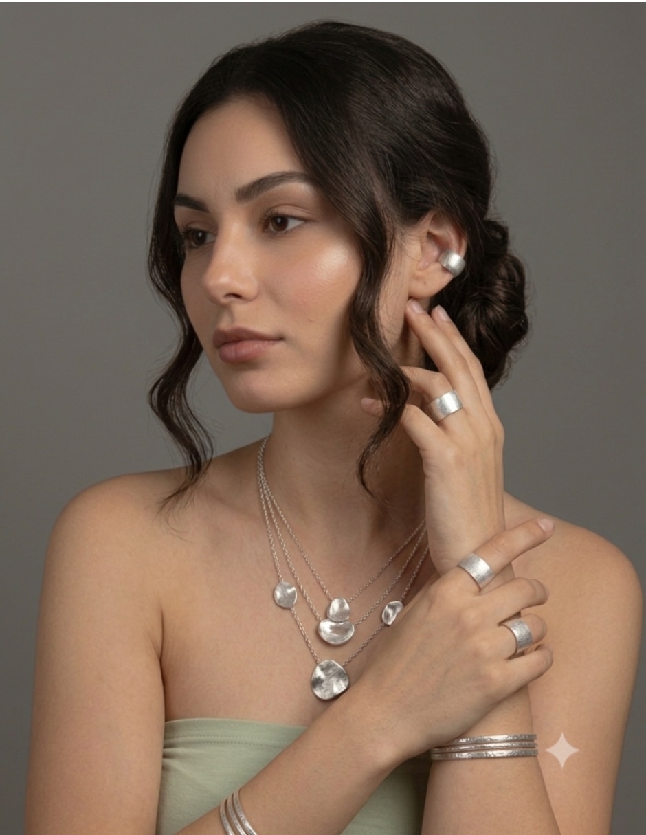 Aretes ear cuff de plata P 925 con acabado brillante 7