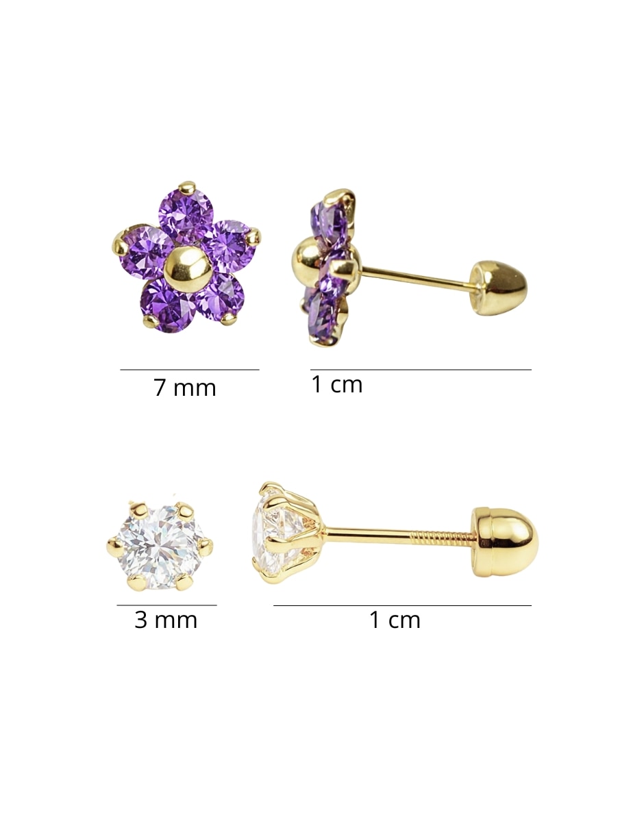 Broqueles de Flor Mancini de oro 10 K con acabado brillante zirconia