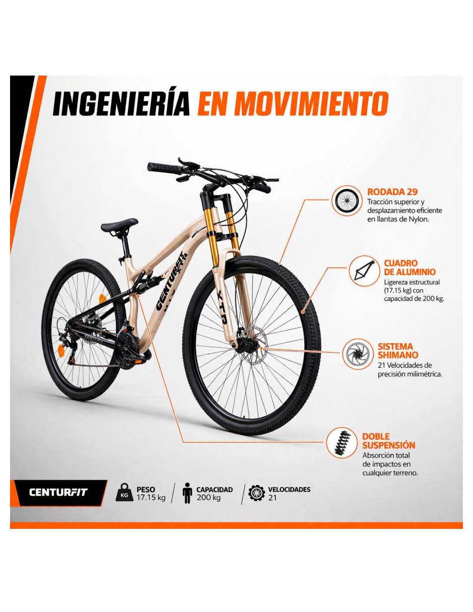 Bicicleta de montaña Centurfit rodada 29 unisex