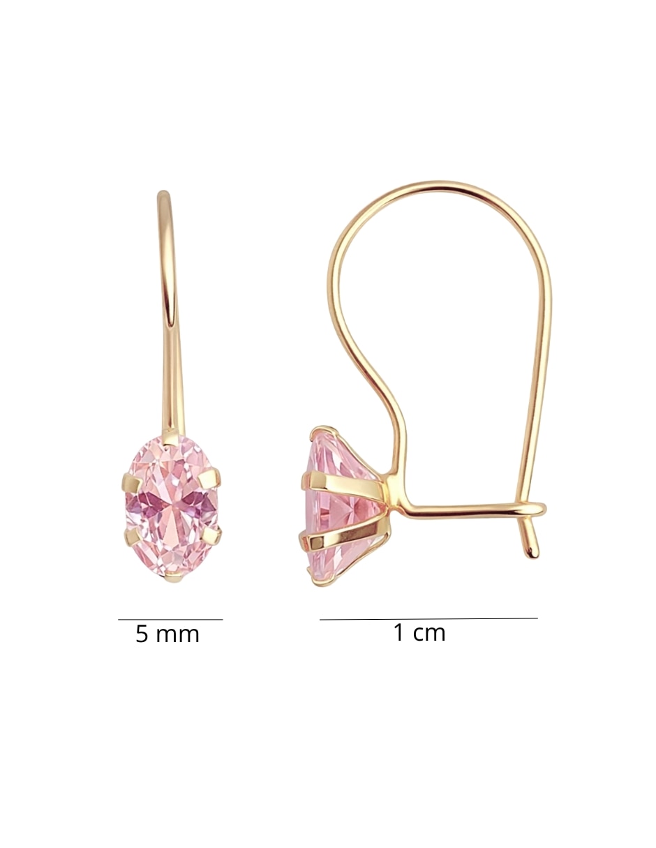 Arete corto de forma ovalada Mancini de oro 10 K con acabado brillante zirconia