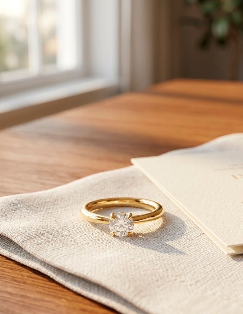 Anillo de compromiso de oro 14 k amore mio diamante de laboratorio