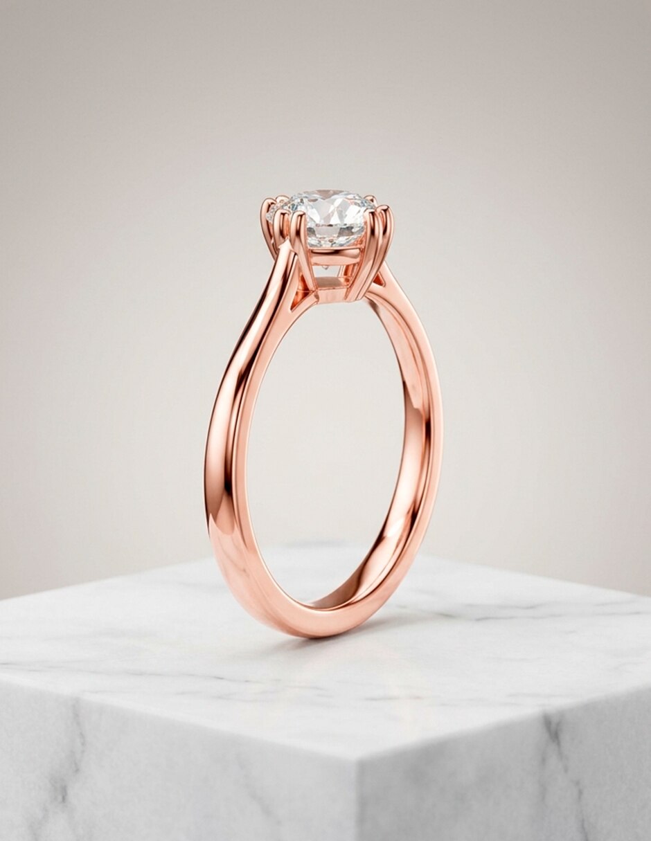 Anillo de compromiso de oro 14 k zirconia cúbica 7