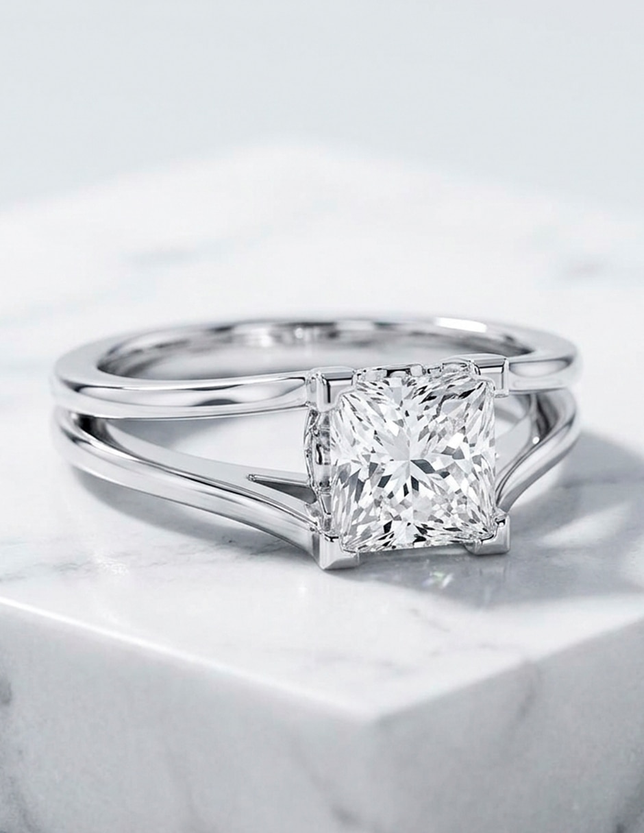 Anillo de compromiso de oro 9 k zirconia cúbica 6