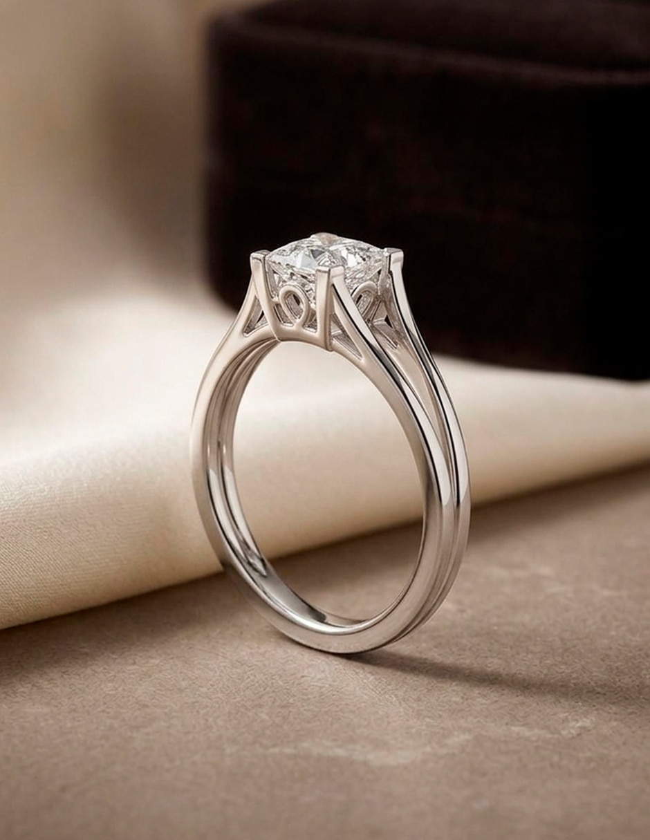 Anillo de compromiso de oro 9 k zirconia cúbica 7