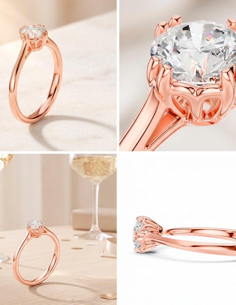 Anillo de compromiso de oro 14 K ! zirconia cúbica 7