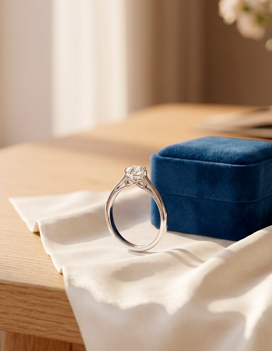 Anillo de compromiso de oro 9 K ! Zirconia cúbica 7