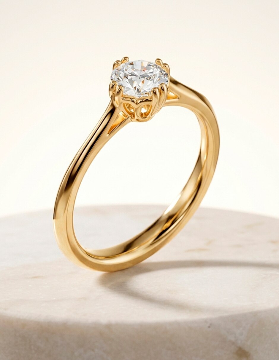 Anillo de compromiso de oro 14 k 9