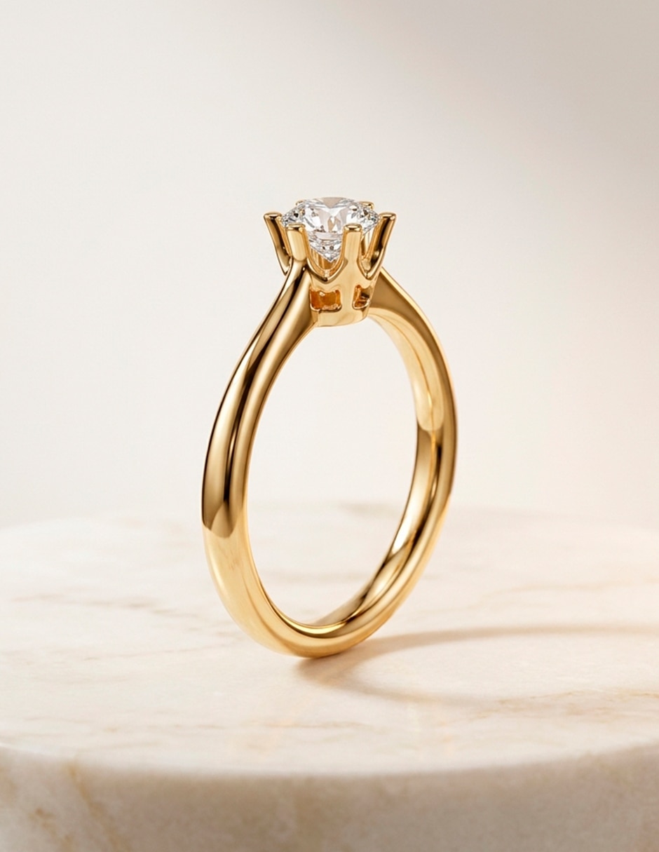 Anillo de compromiso de oro 14 k Zirconia cúbica 8