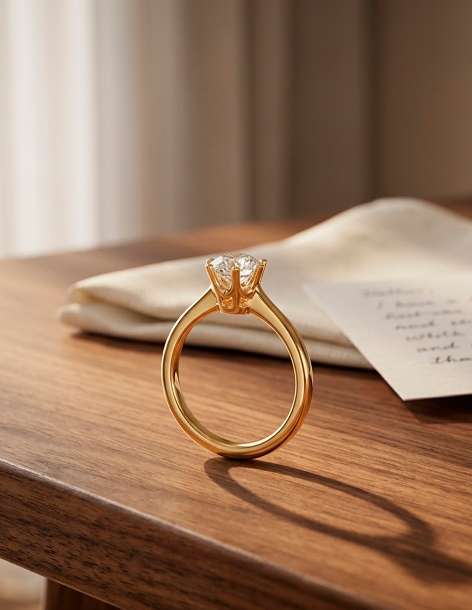 Anillo de compromiso de oro 14 k Zirconia cúbica 9