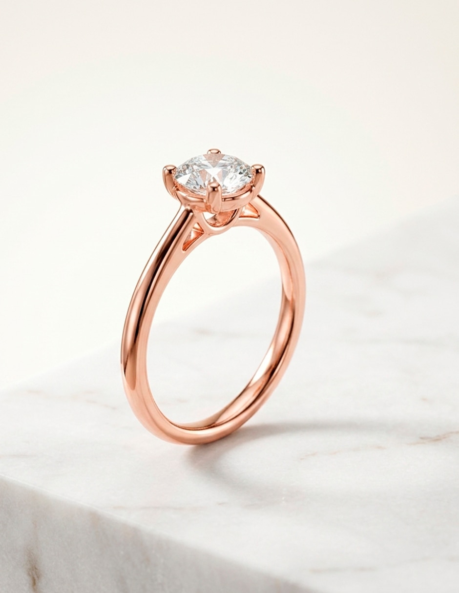 Anillo de compromiso de oro 14 k zirconia cúbica 7
