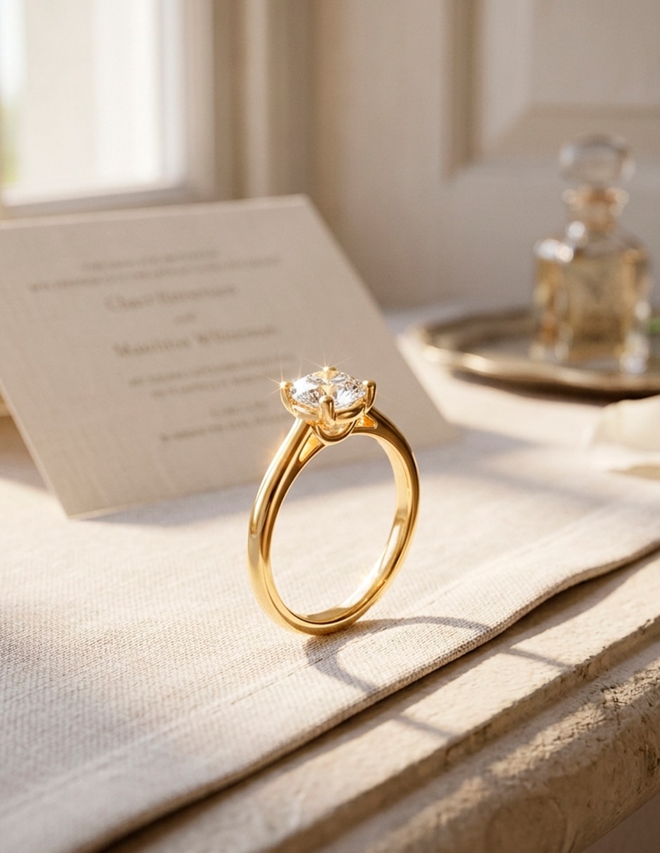 Anillo de compromiso de oro 9 k 6