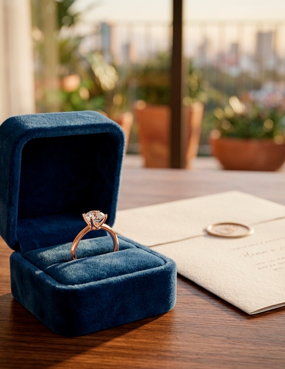 Anillo de compromiso de oro 18 K 6