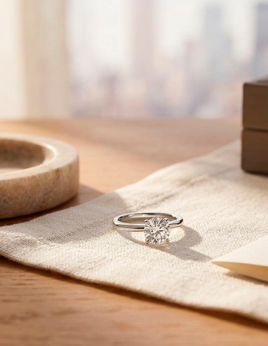 Anillo de compromiso de Oro 14 K Zirconia cúbica 7