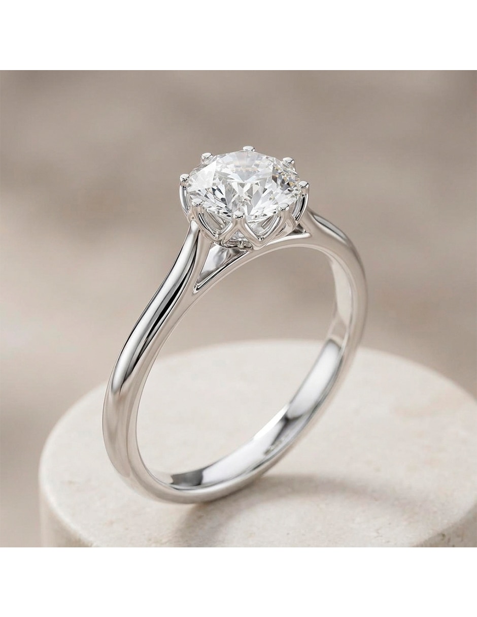 Anillo de compromiso de Oro 14 K Zirconia cúbica 6