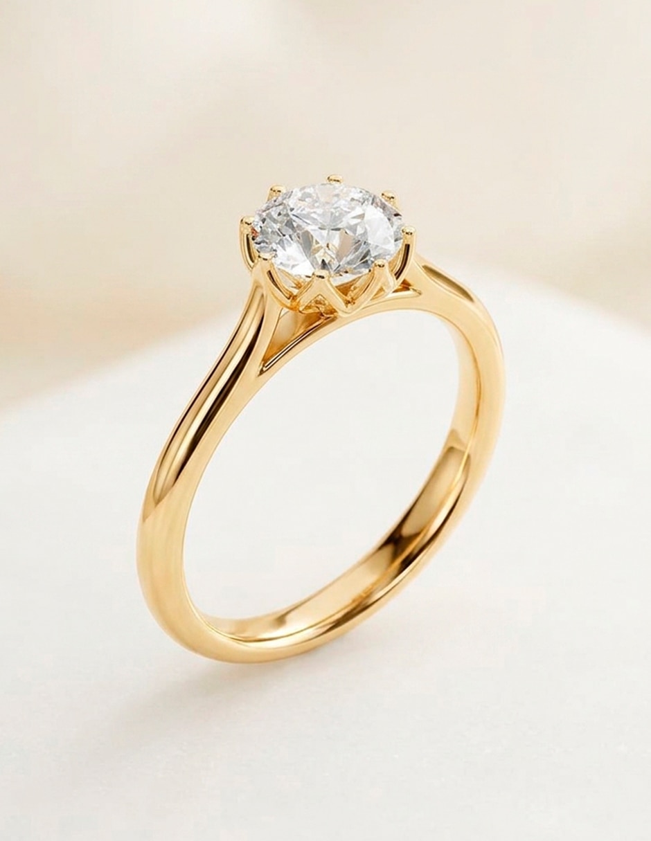 Anillo de compromiso de Oro 9 k Amore Mio! Diamante de laboratorio 9