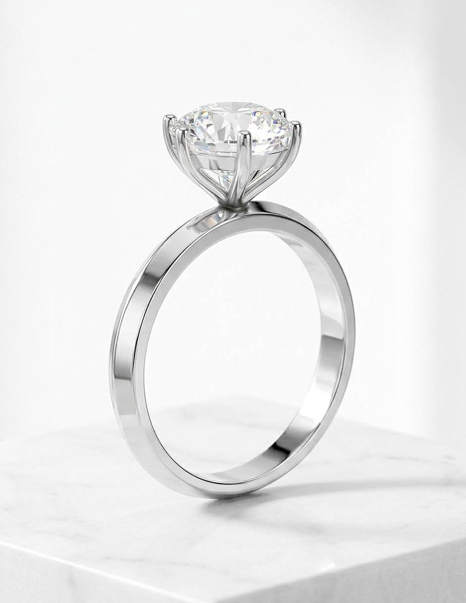 Anillo de compromiso de Oro 18 K Zirconia cúbica 9