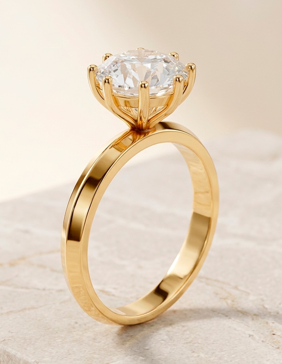 Anillo de compromiso de Oro 18 K Zirconia cúbica 6
