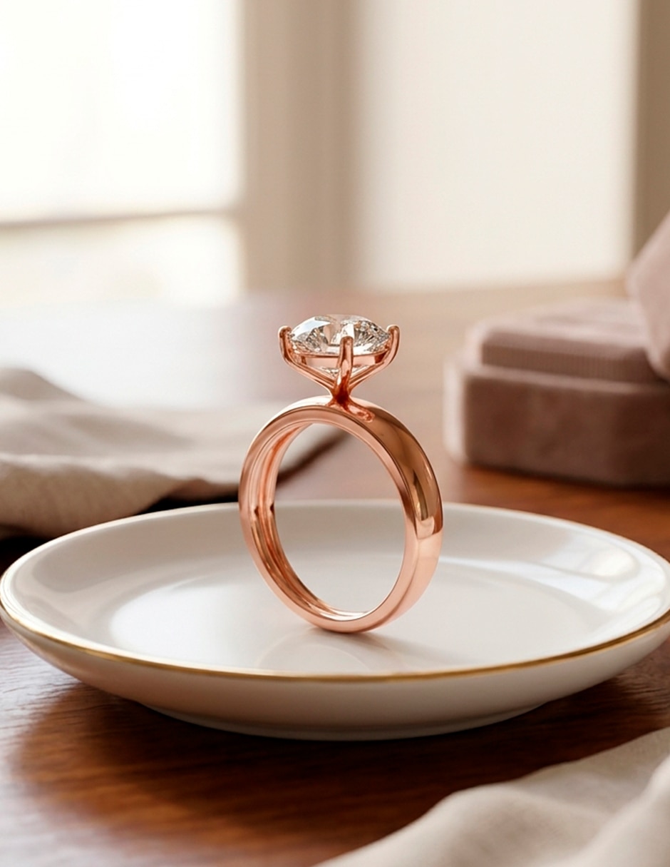 Anillo de compromiso de oro 14 k zirconia cúbica 7
