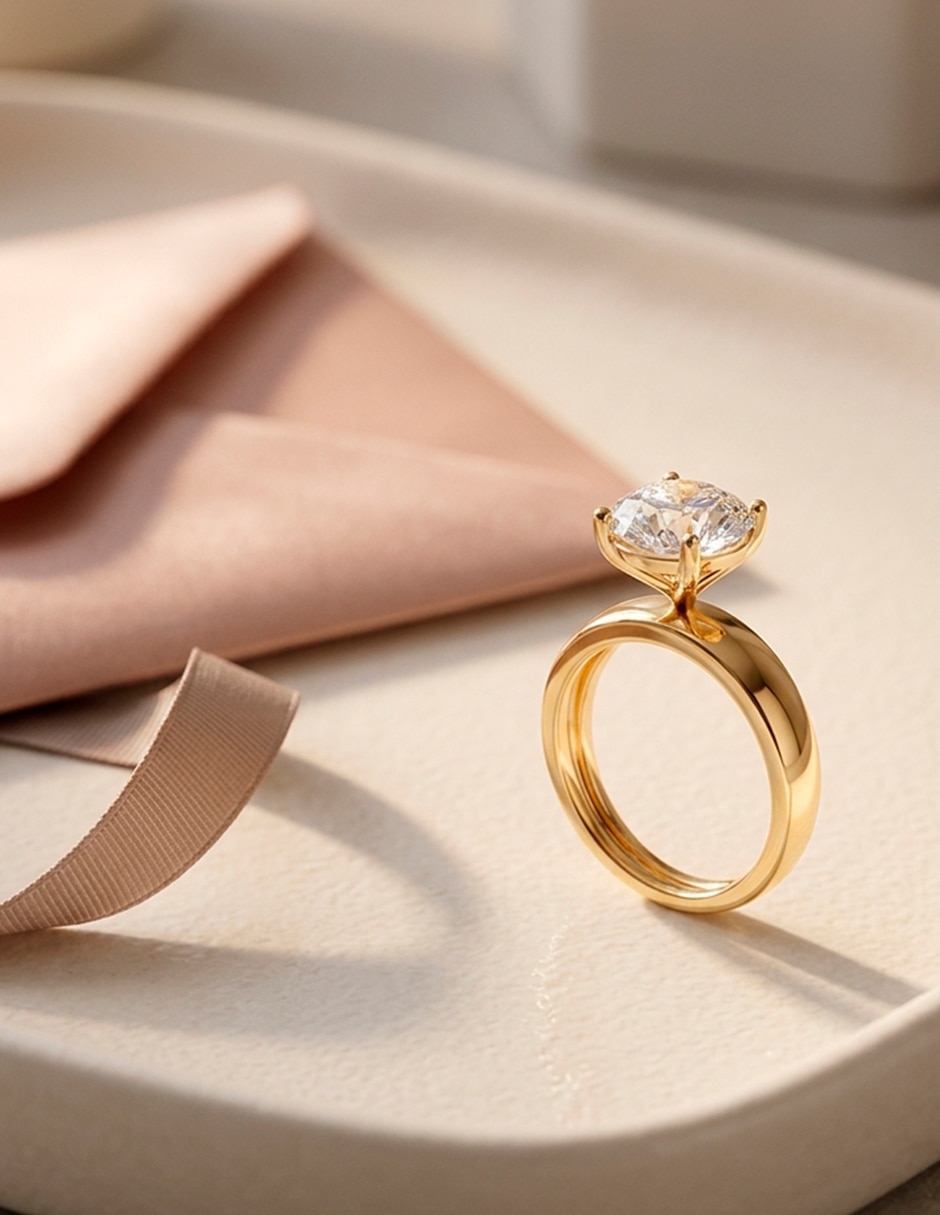 Anillo de compromiso de oro 14 k amore mio