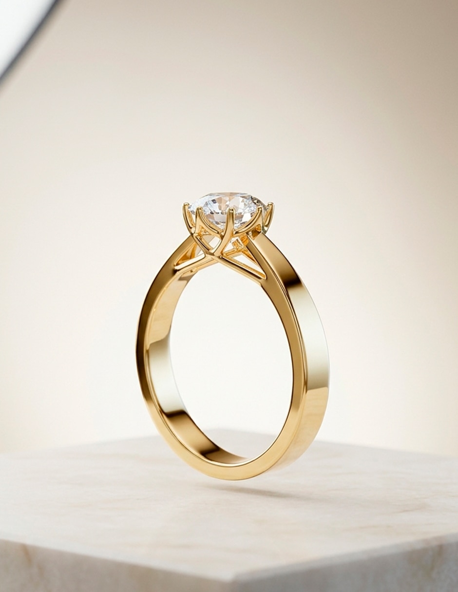 Anillo de compromiso de oro 14 k amore mio zirconia cúbica