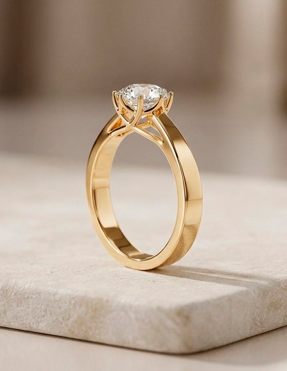 Anillo de compromiso de oro 14 k amore mio zirconia cúbica