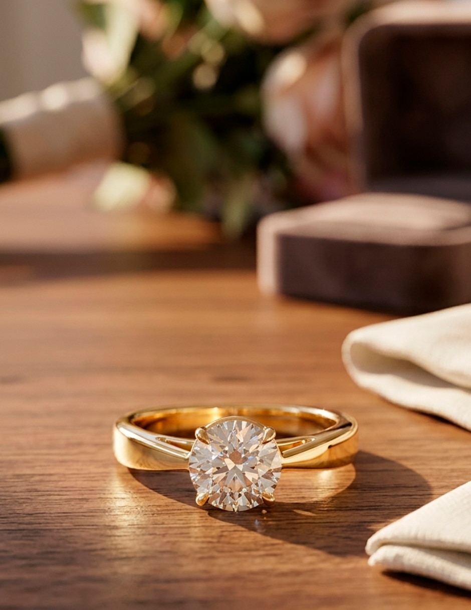 Anillo de compromiso de oro 9 k 8