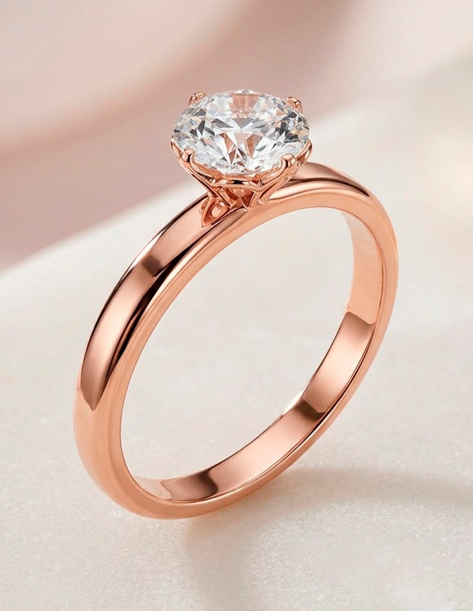 Anillo de compromiso de oro 14 k zirconia cúbica 6