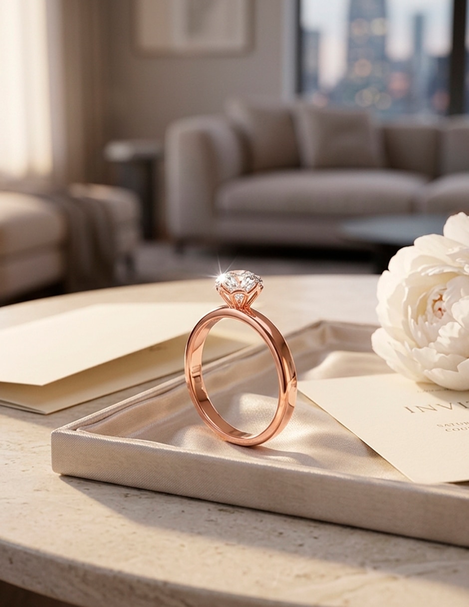 Anillo de compromiso de oro 18 k zirconia cúbica 7