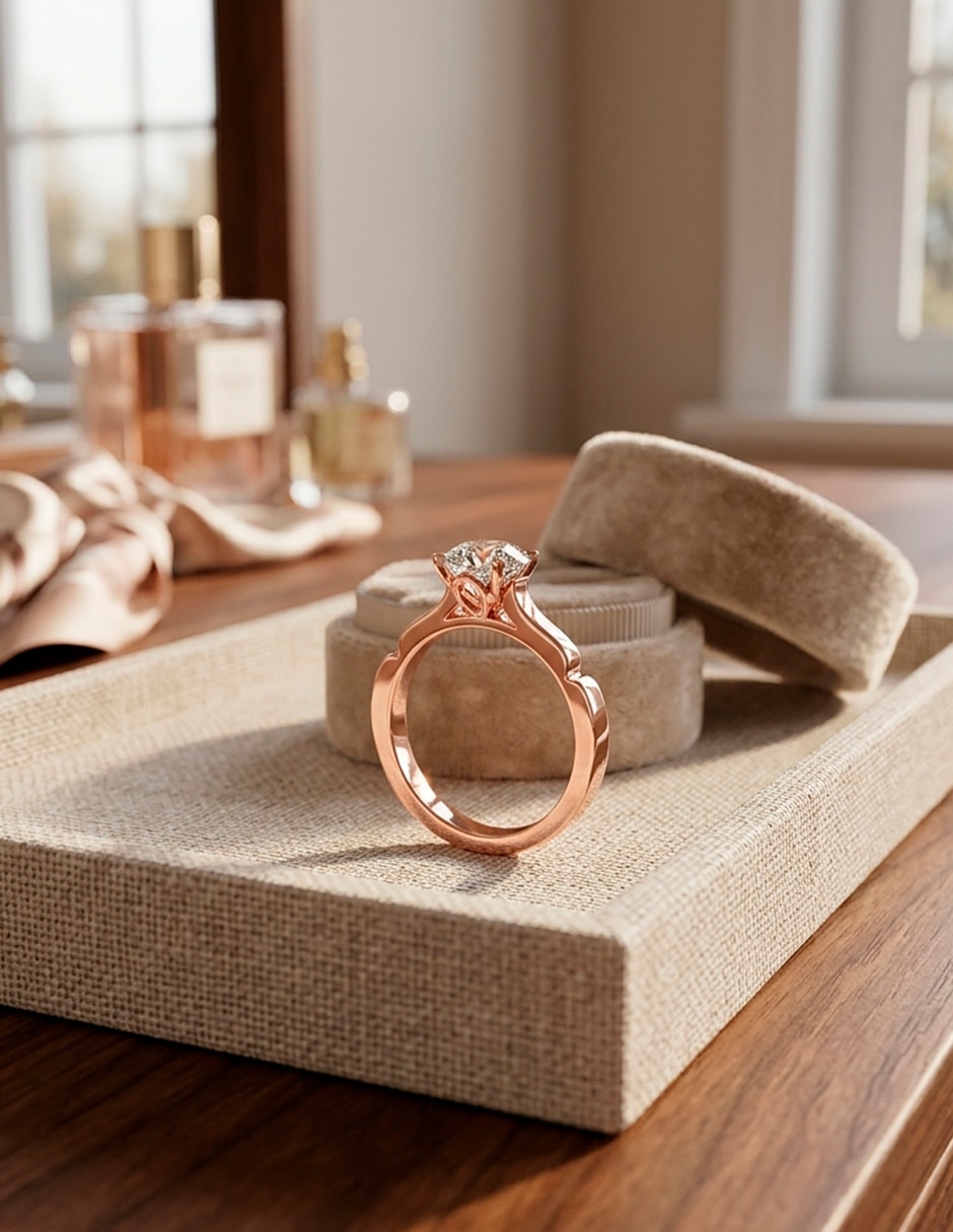 Anillo de compromiso de oro 14 k zirconia cúbica 7