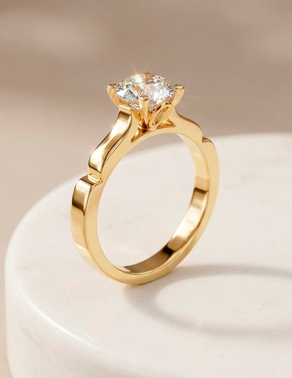 Anillo de compromiso de oro 9 K 7
