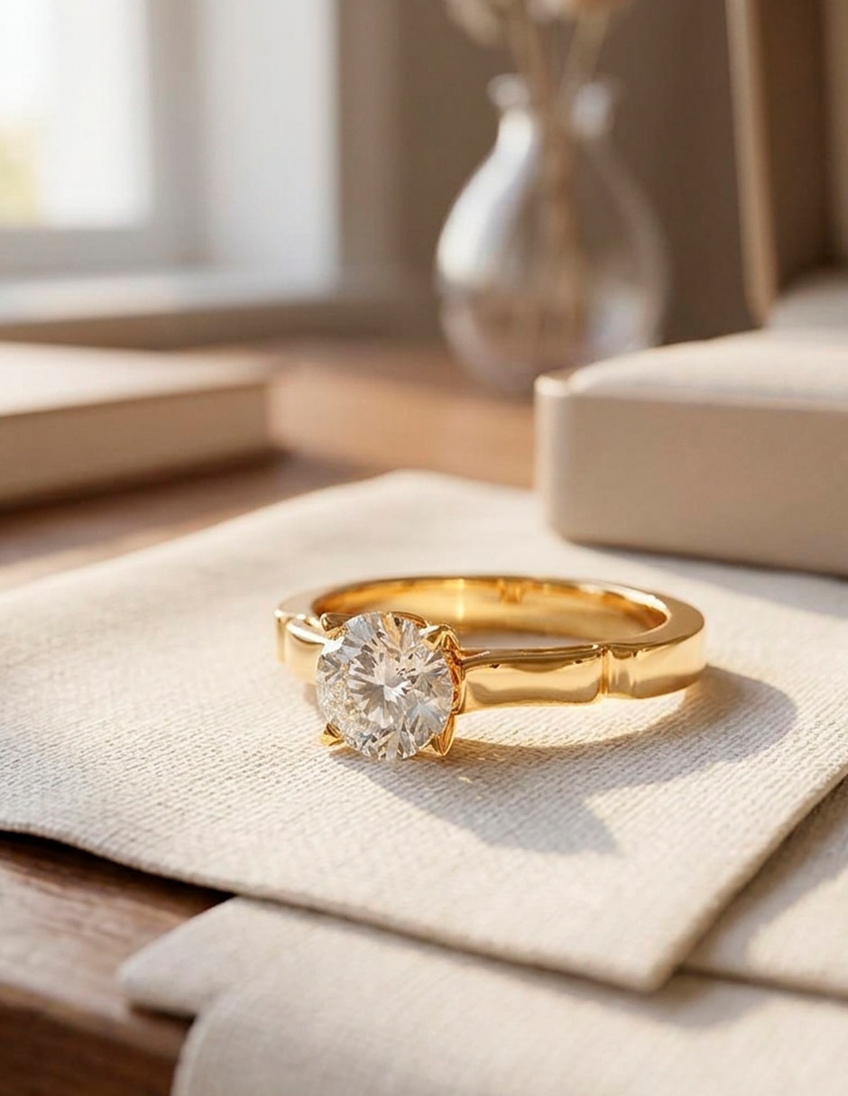 Anillo de compromiso de oro 14 K 6