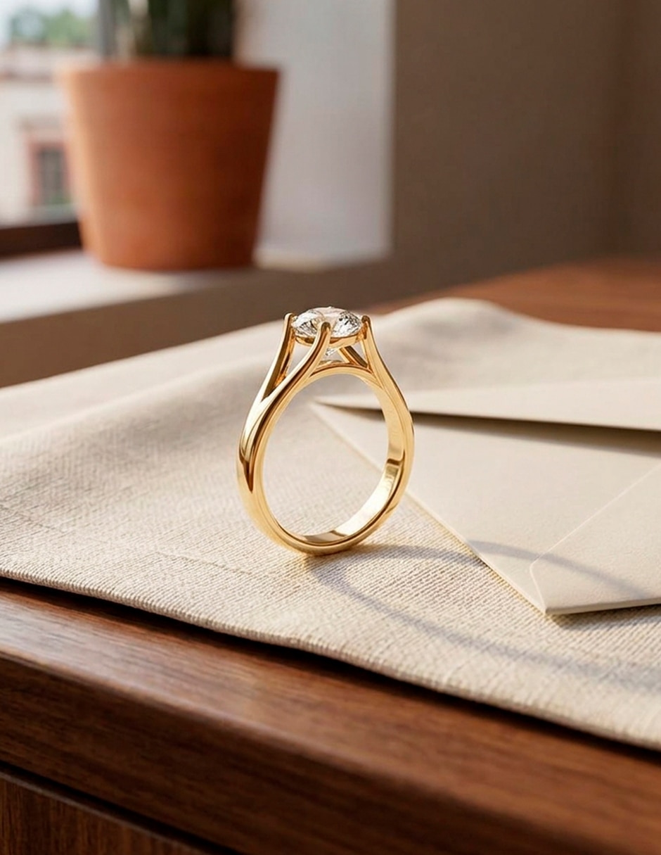 Anillo de compromiso de oro 18 K 10