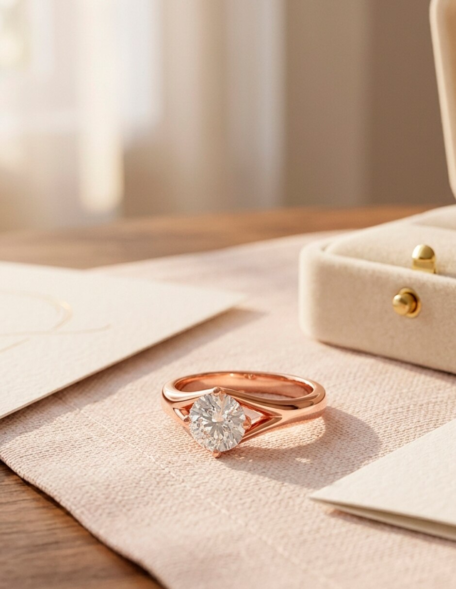 Anillo de compromiso de oro 14 k zirconia cúbica 5