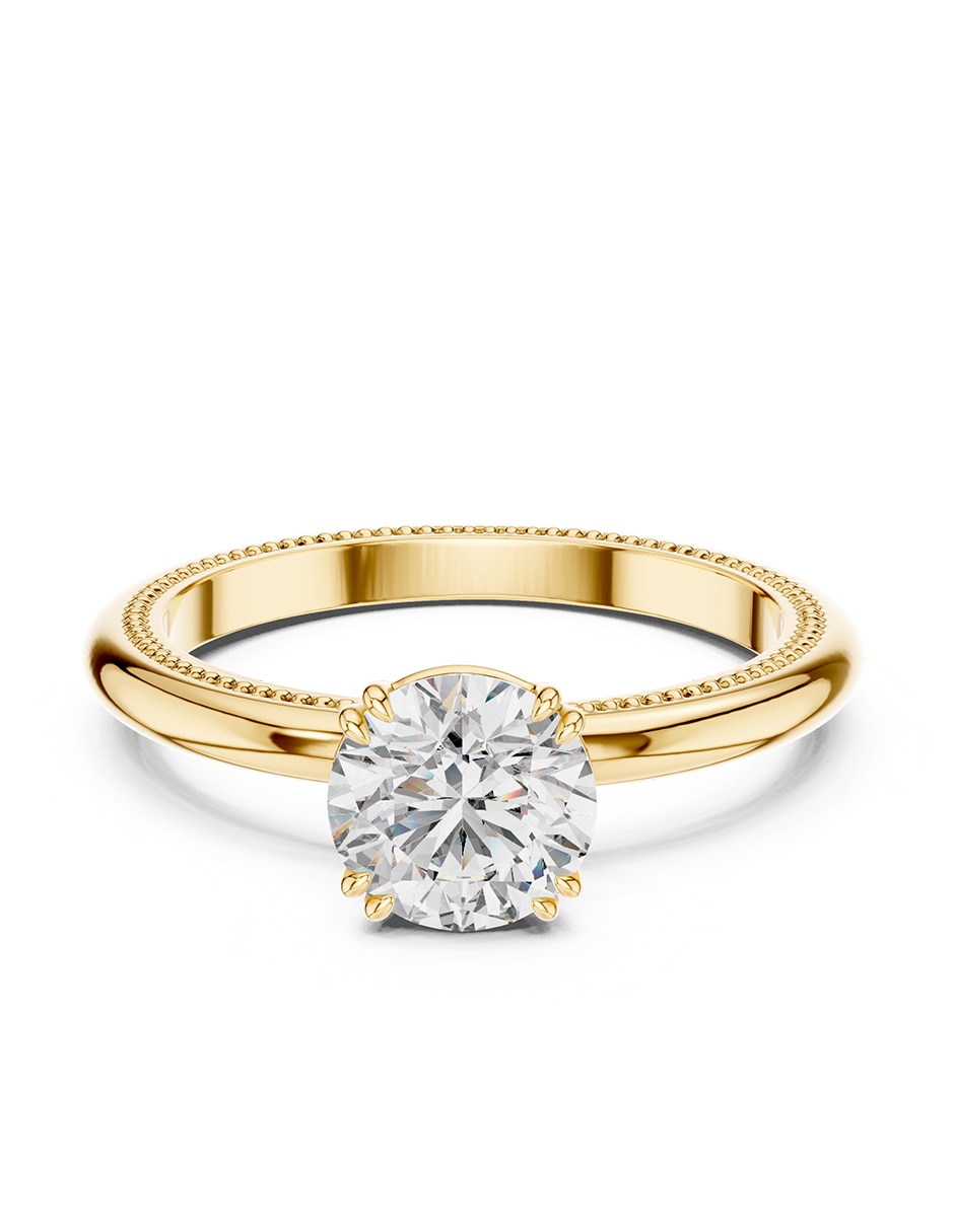 Anillo de compromiso de oro 14 K zirconia cœbica