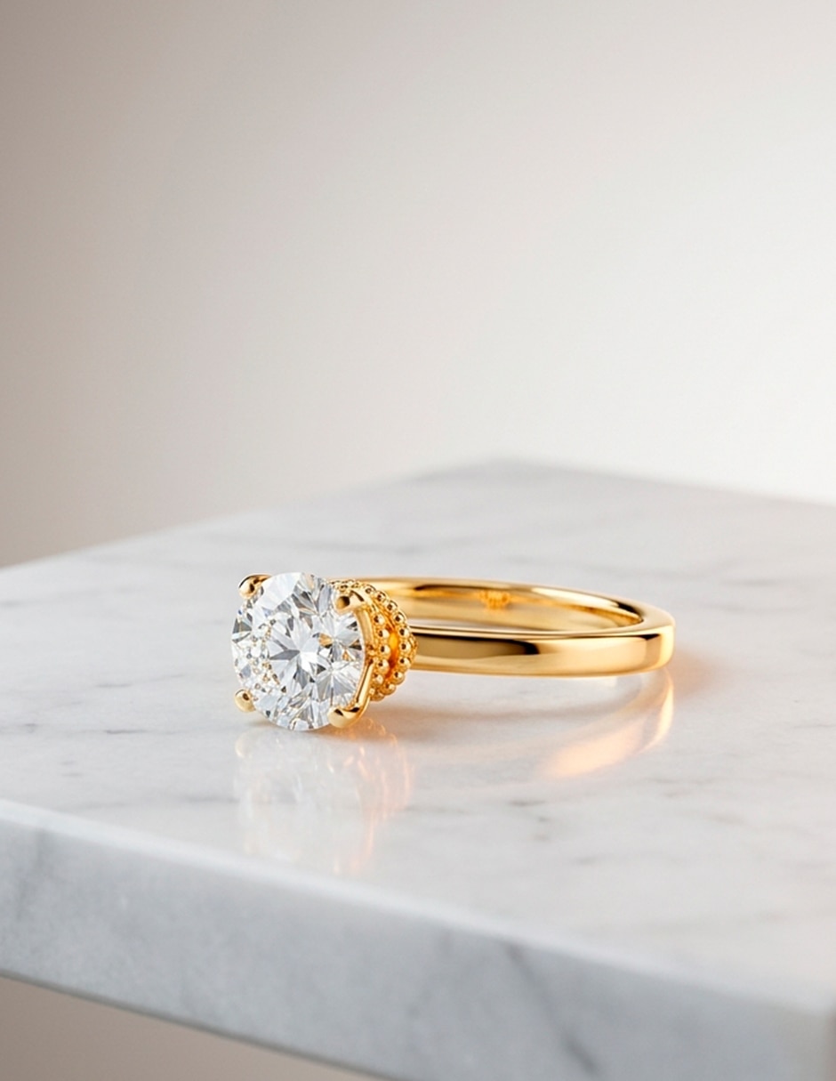 Anillo de compromiso de oro 14 K Amore Mio diamante de laboratorio