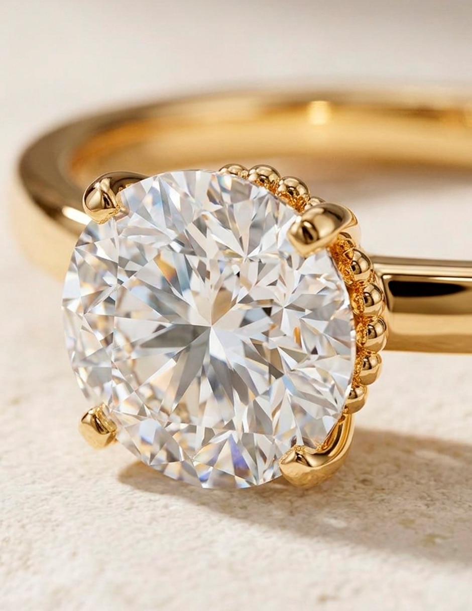 Anillo de compromiso de oro 14 K Amore Mio diamante de laboratorio