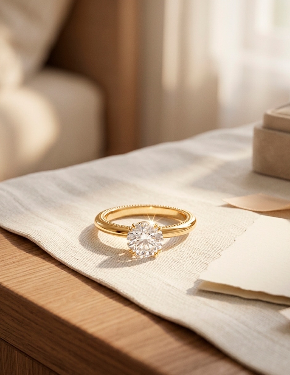 Anillo de compromiso de oro 18 k amore mio