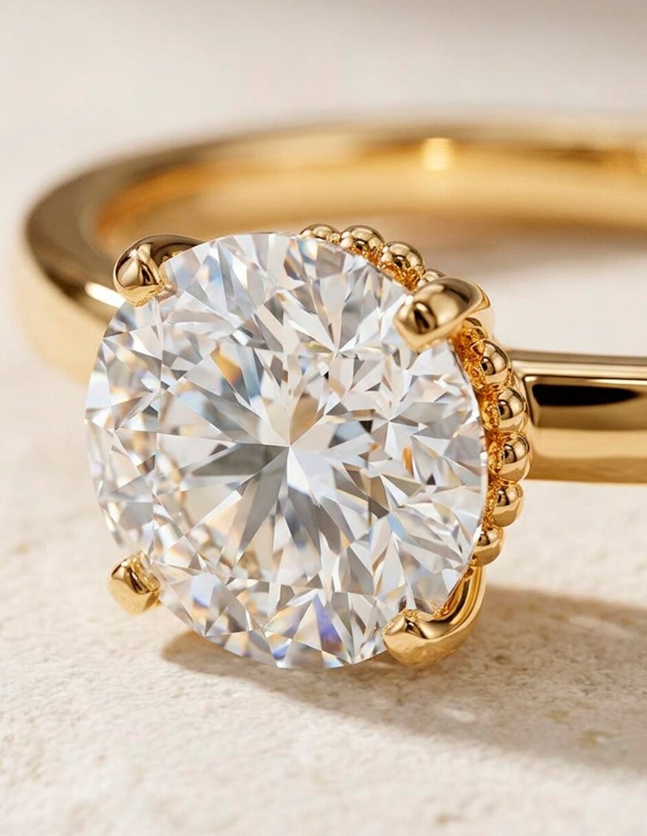 Anillo de compromiso de oro 9 K Diamante de laboratorio 8