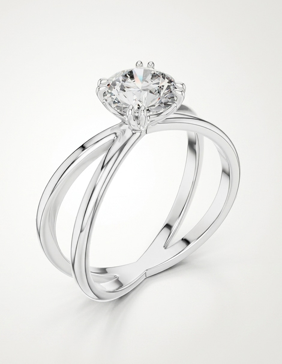 Anillo de compromiso de oro 14 k zirconia cúbica 6