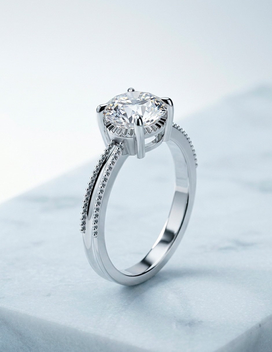 Anillo de compromiso de oro 14 k zirconia cúbica 6