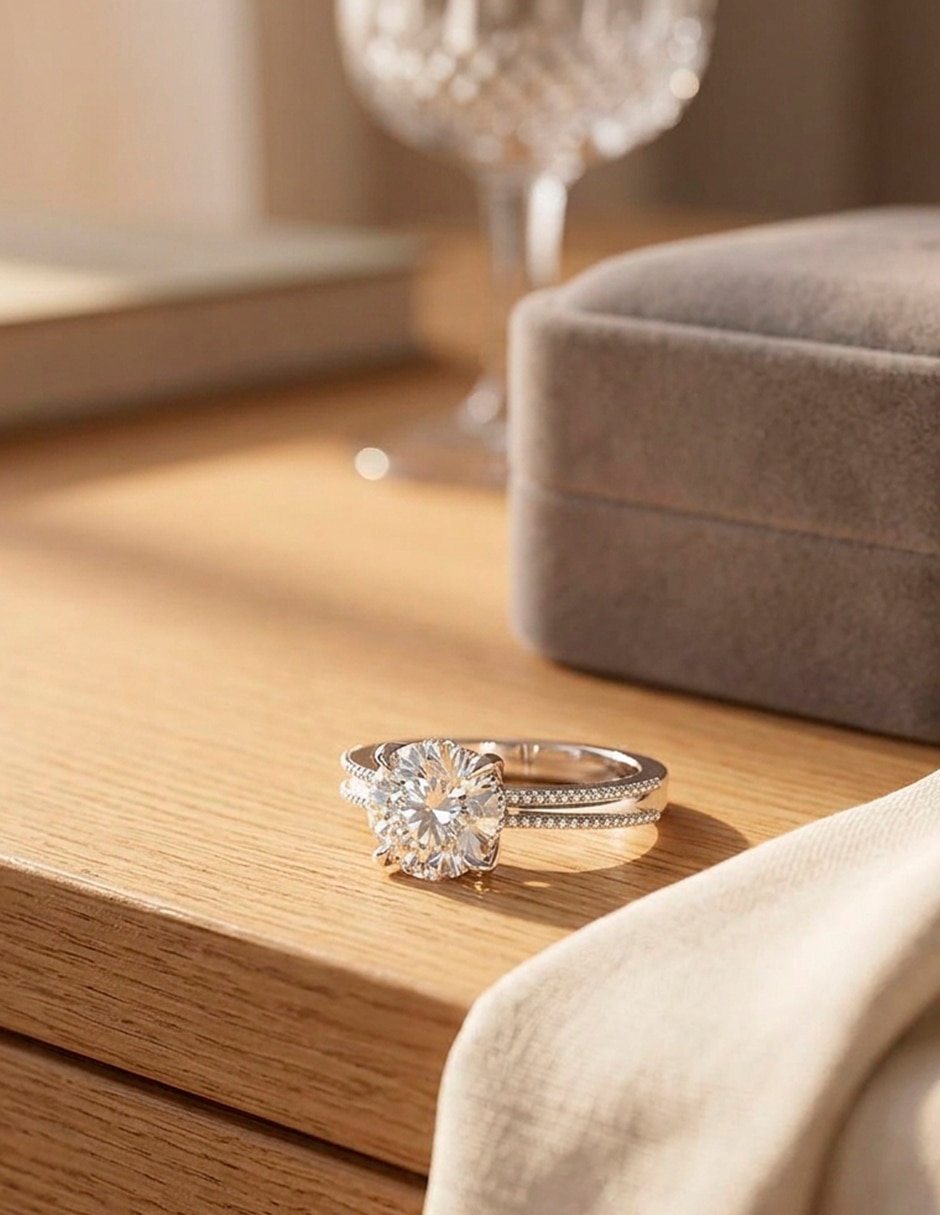 Anillo de compromiso de oro 14 k zirconia cúbica 7
