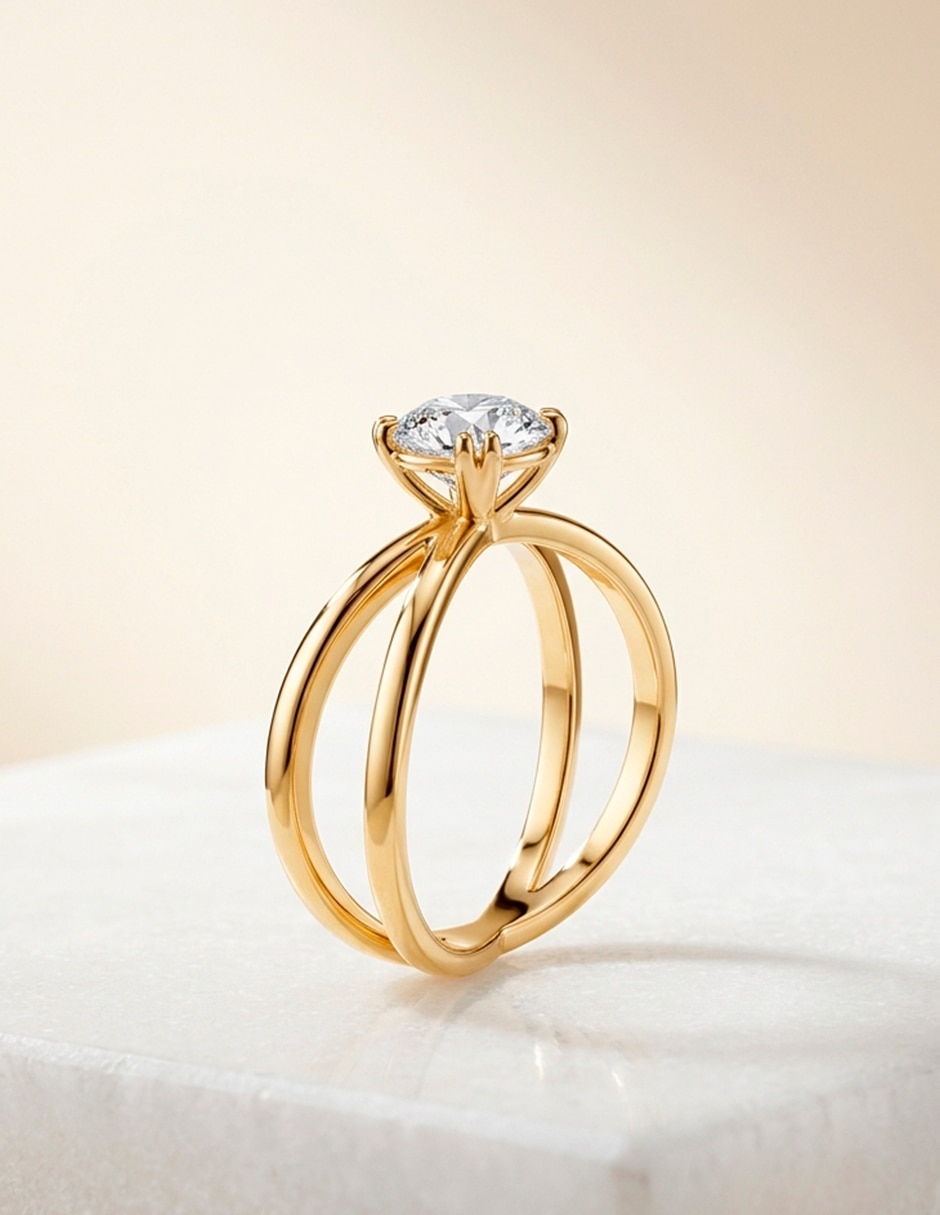 Anillo de compromiso de oro 14 k 8